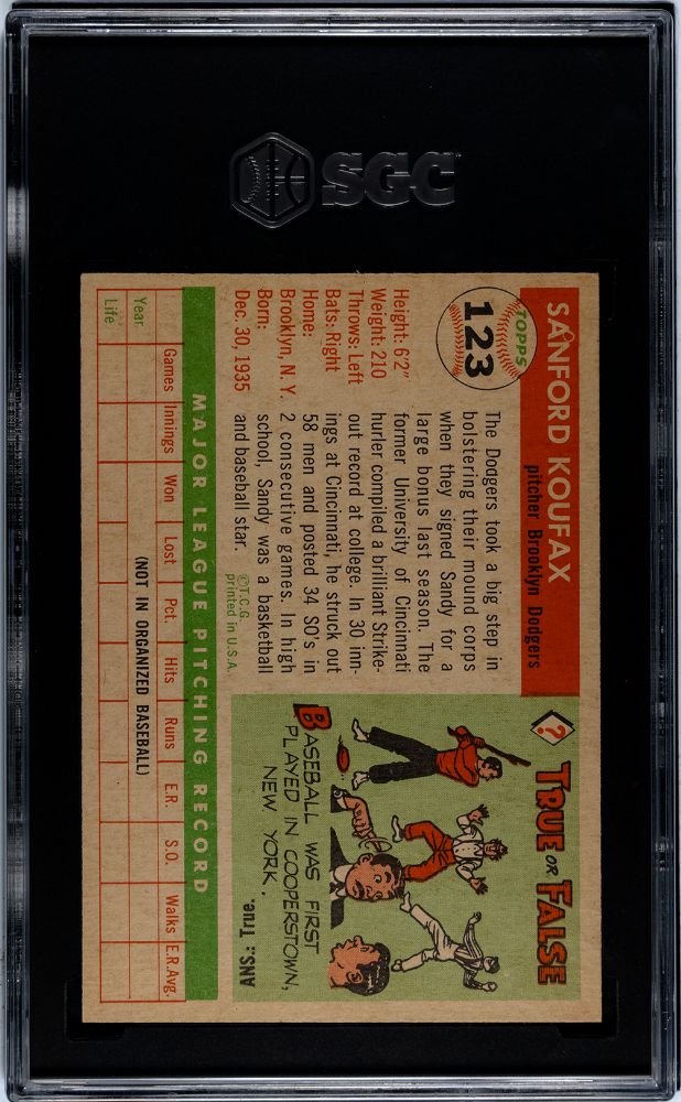 1955 TOPPS SANDY KOUFAX #123 SGC 6