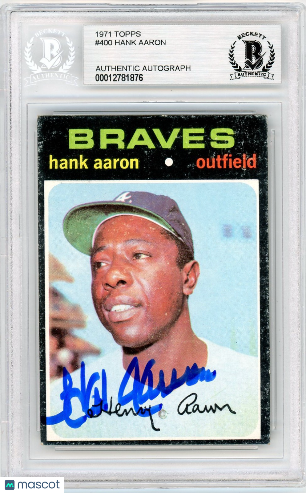 1971 Topps Hank Aaron #400 BVG Authentic BAS Auto A