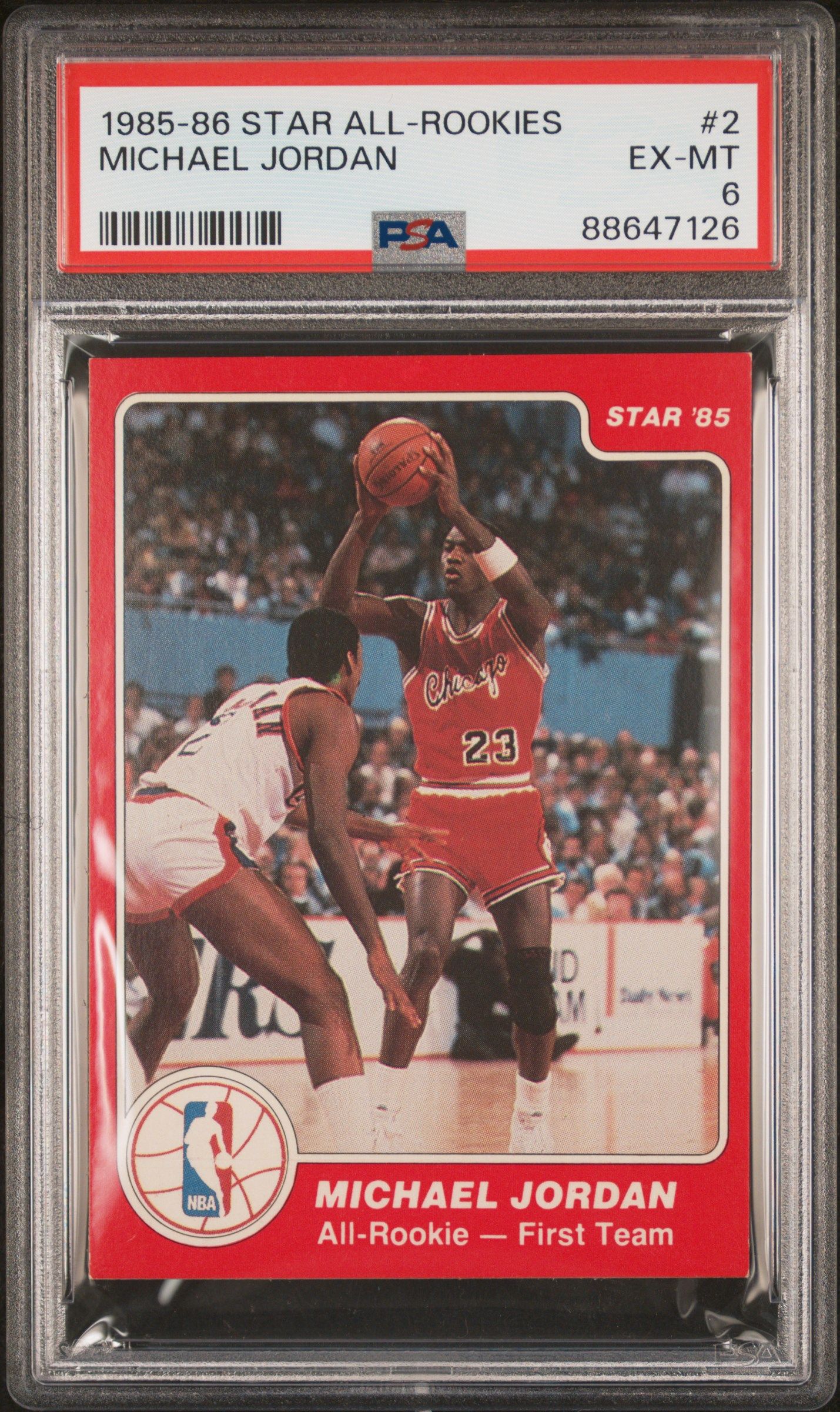 1985-86 STAR MICHAEL JORDAN ALL-ROOKIES #2 PSA 6