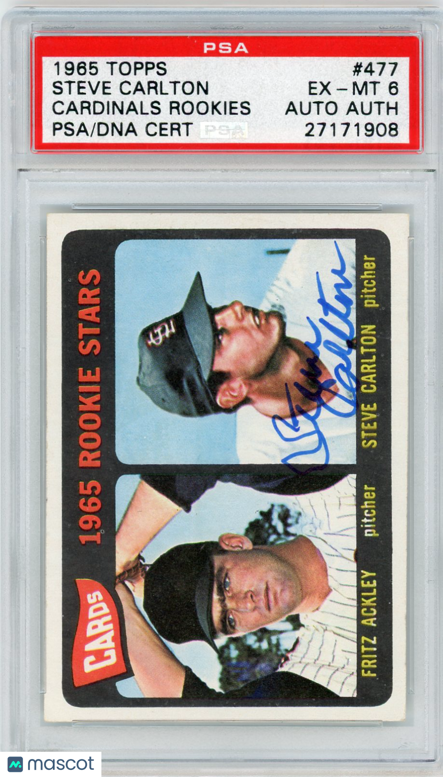 1965 Topps Cardinals Rookies #477 Cardinals Rookies PSA 6 Auto A