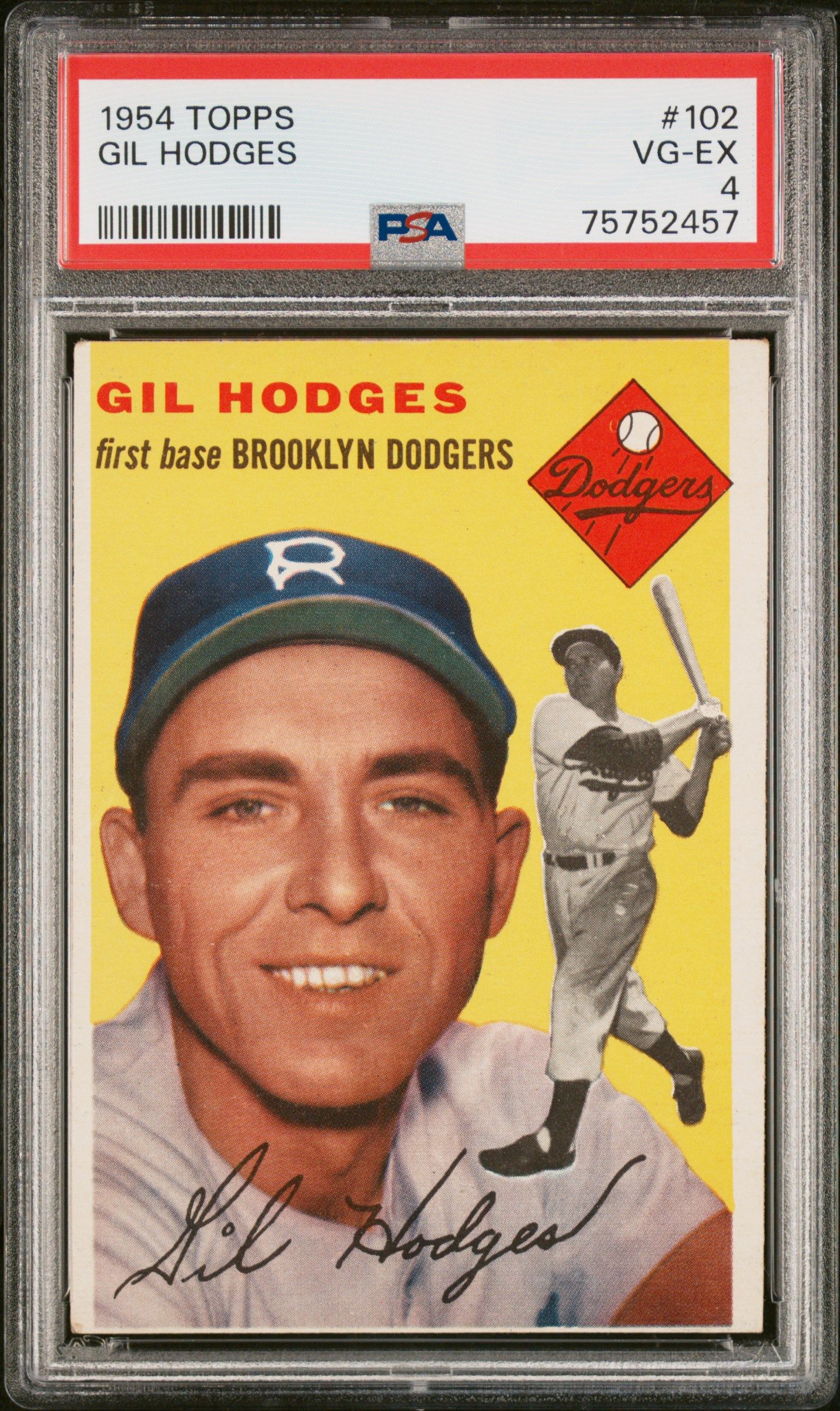 1954 TOPPS GIL HODGES #102 PSA 4