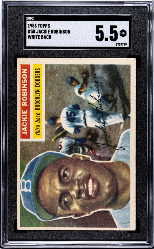 1956 TOPPS JACKIE ROBINSON WHITE BACK #30 SGC 5.5