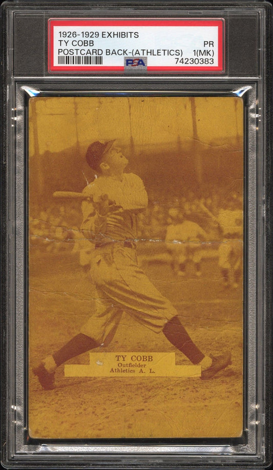 1926-29 POST TY COBB EXHIBITS CARD BACK POSTCARD BACK-(ATHLETICS) PSA 1