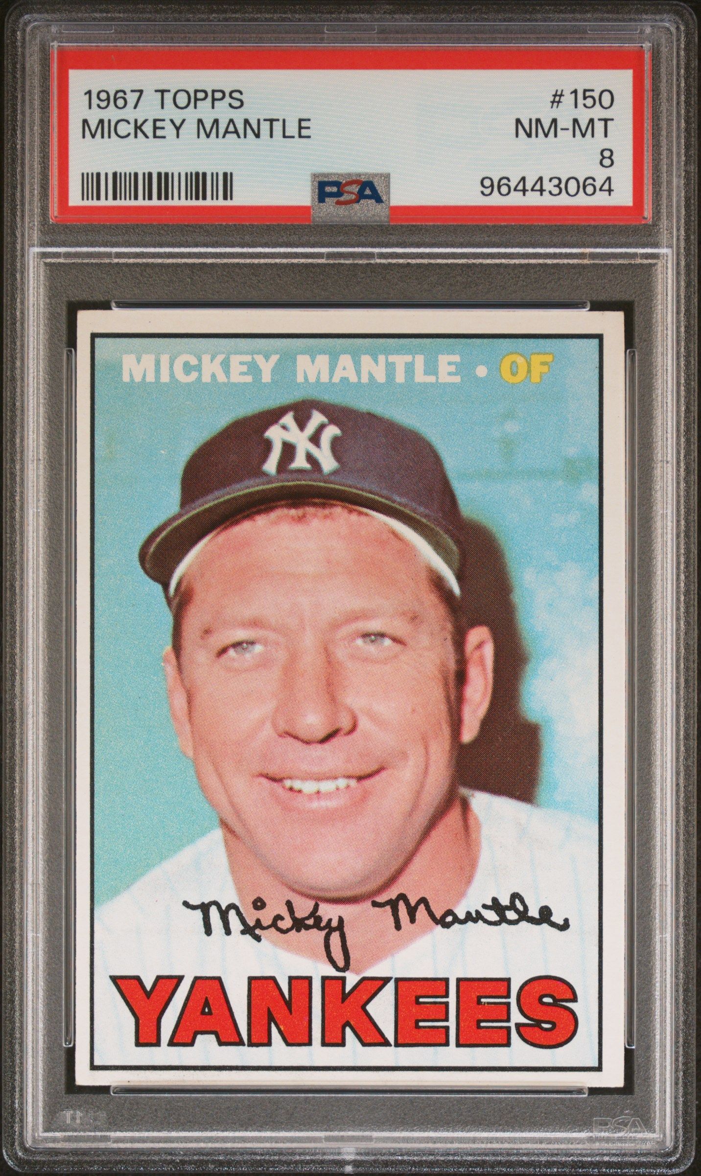 1967 TOPPS MICKEY MANTLE #150 PSA 8