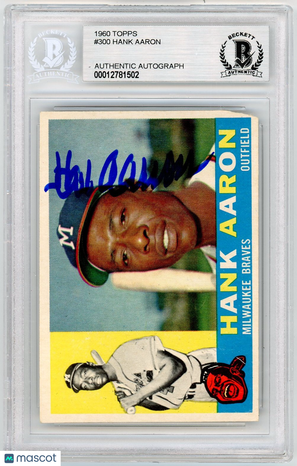 1960 Topps Hank Aaron #300 BVG Authentic BAS Auto A