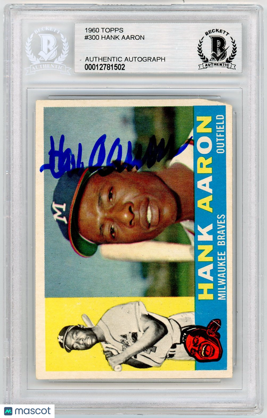 1960 Topps Hank Aaron #300 BVG Authentic BAS Auto A