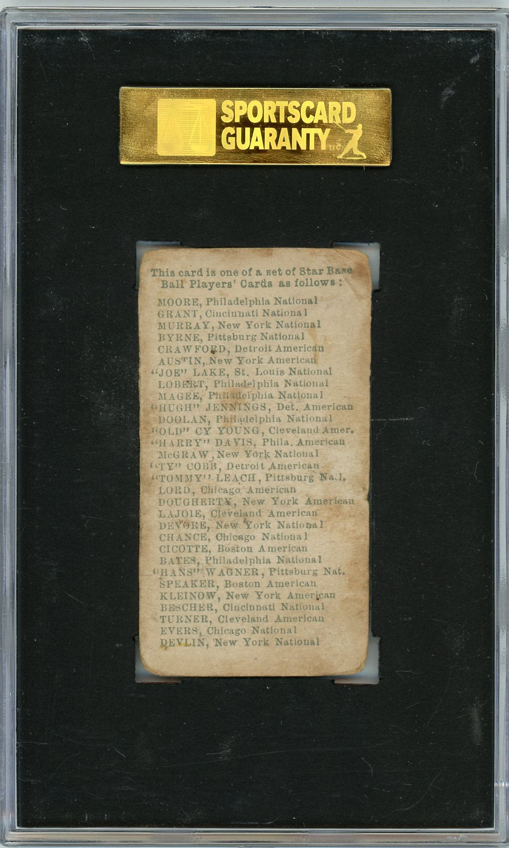 1911 George Close Candy Co. (E94) Sam Crawford SGC 1