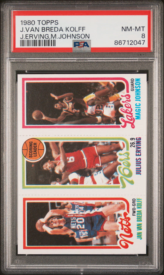 1980 TOPPS J.VAN BREDA KOLFF J.ERVING,M.JOHNSON PSA 8