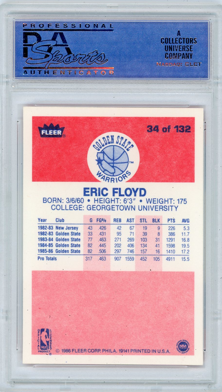 1986 Fleer Eric Floyd #34 PSA 9