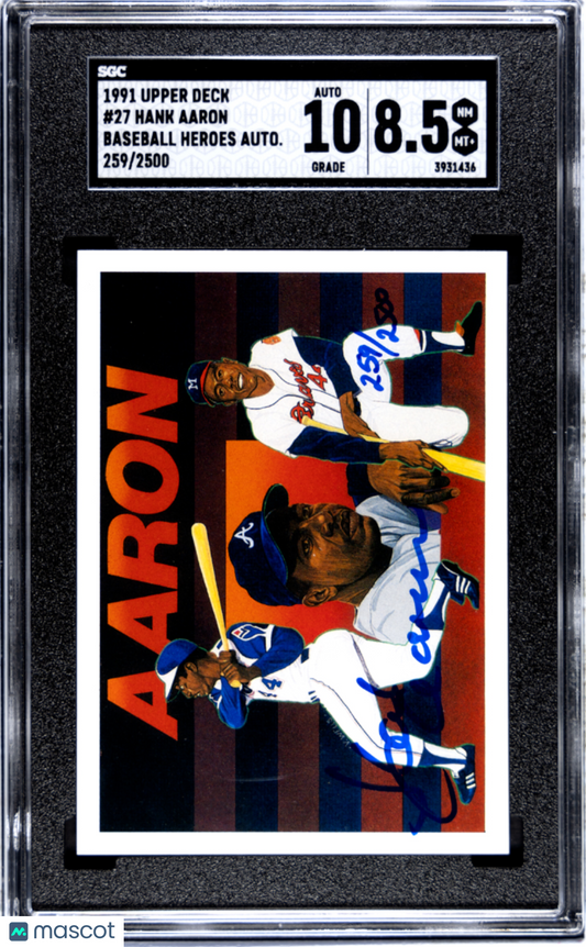 1991 Upper Deck Hank Aaron #27 Baseball Heroes Autograph SGC 8.5 Auto 10