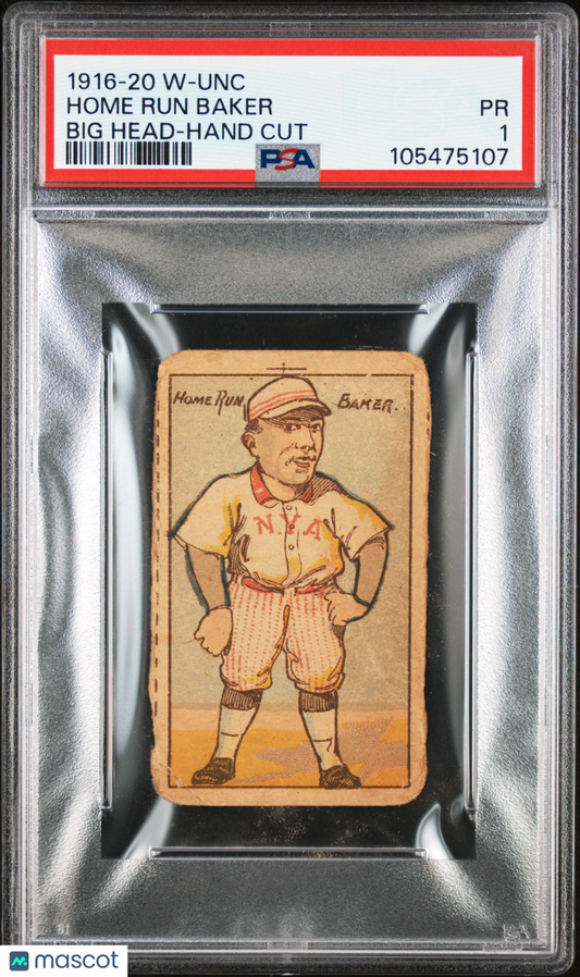1916-20 W-Unc Big Head Hand Cut Home Run Baker PSA 1