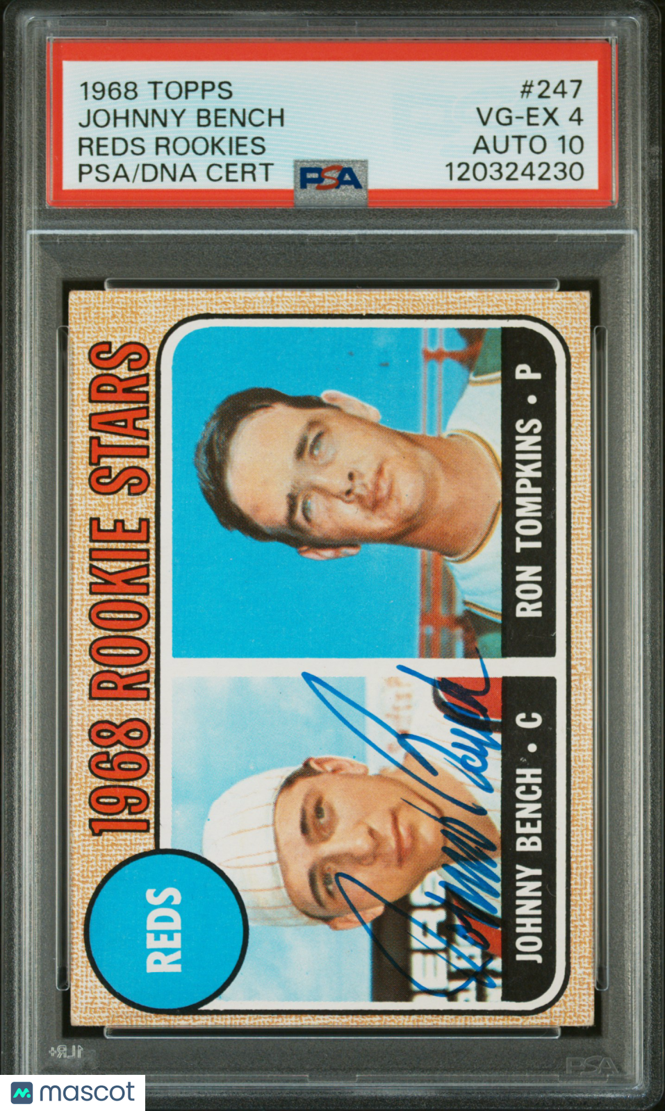 1968 Topps Reds Rookies #247 Reds Rookies PSA 4 Auto 10