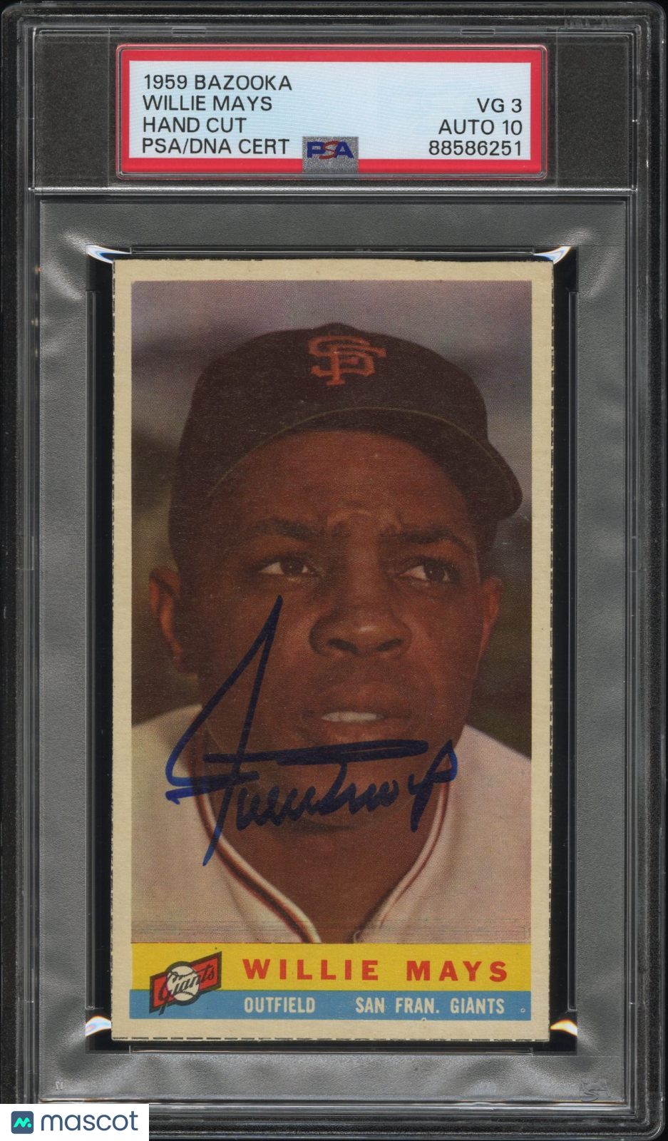 1959 Bazooka Hand Cut Willie Mays PSA 3 Auto 10