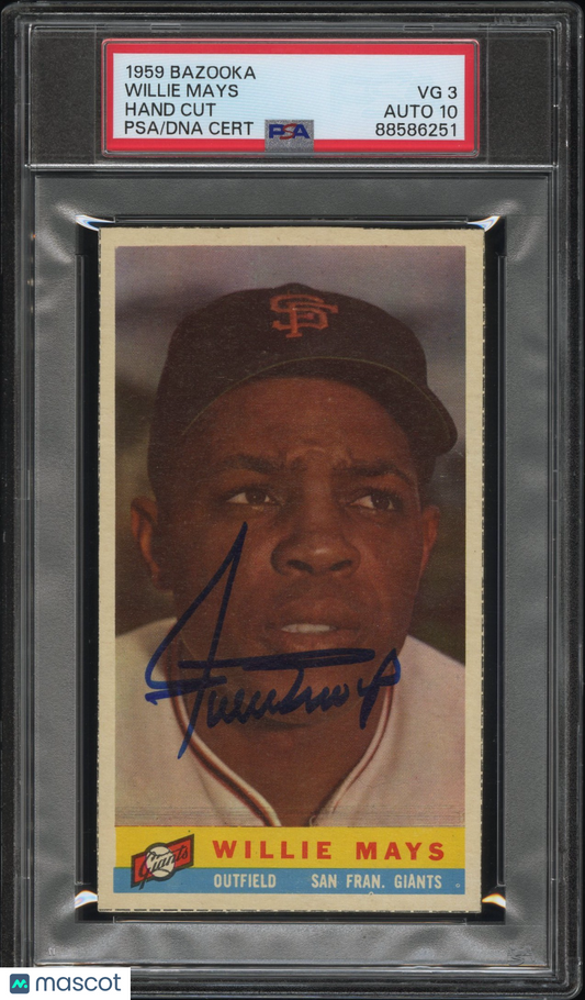 1959 Bazooka Hand Cut Willie Mays PSA 3 Auto 10