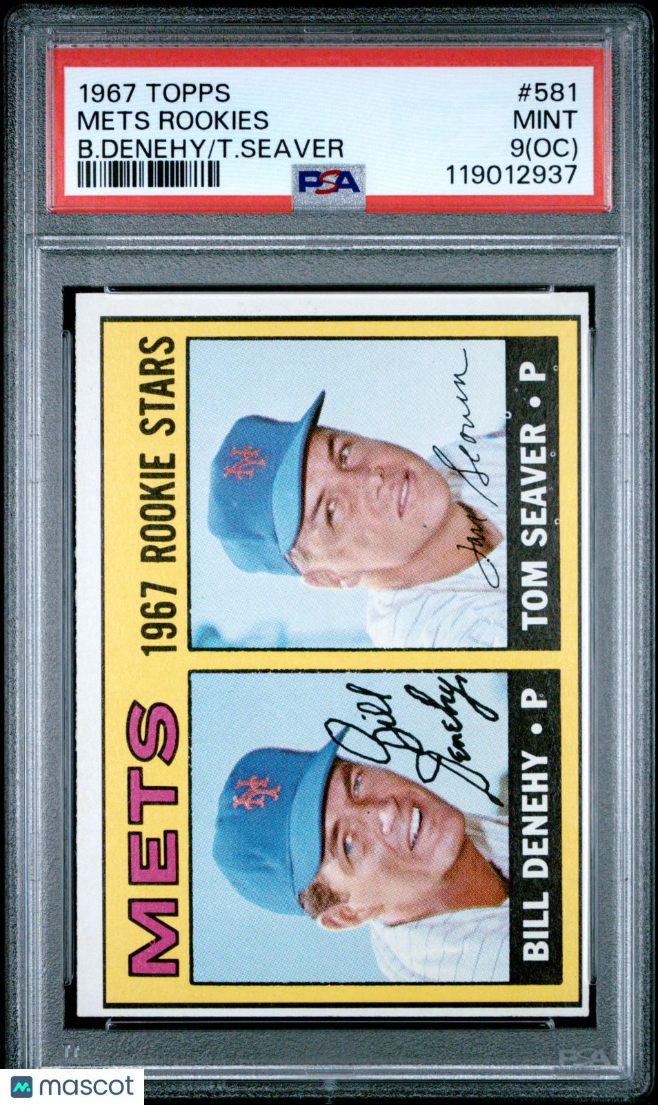 1967 Topps Mets Rookies #581 B. Denehy T. Seaver PSA 9 Oc