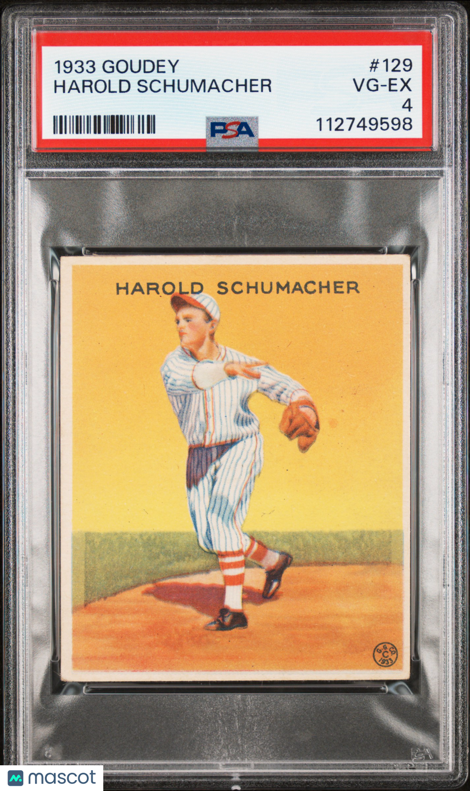 1933 Goudey Harold Schumacher #129 PSA 4