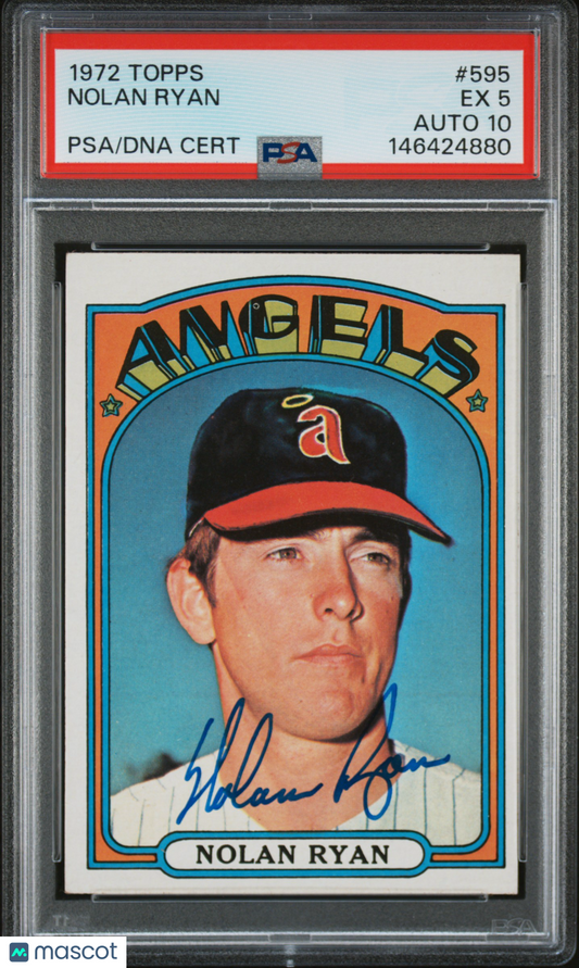 1972 Topps Nolan Ryan #595 PSA 5 Auto 10