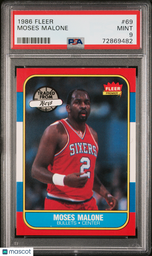 1986 Fleer Moses Malone #69 PSA 9