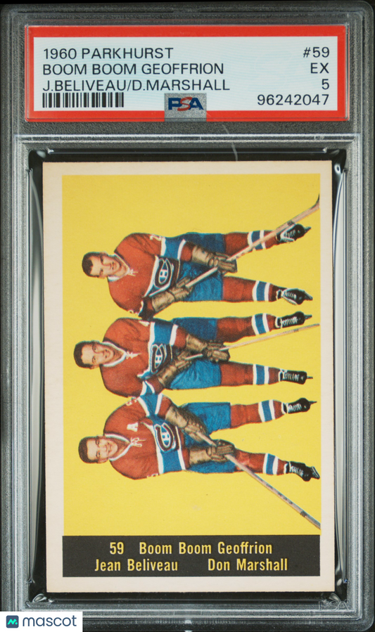 1960 Parkhurst Boom Boom Geoffrion #59 J. Beliveau D. Marshall PSA 5