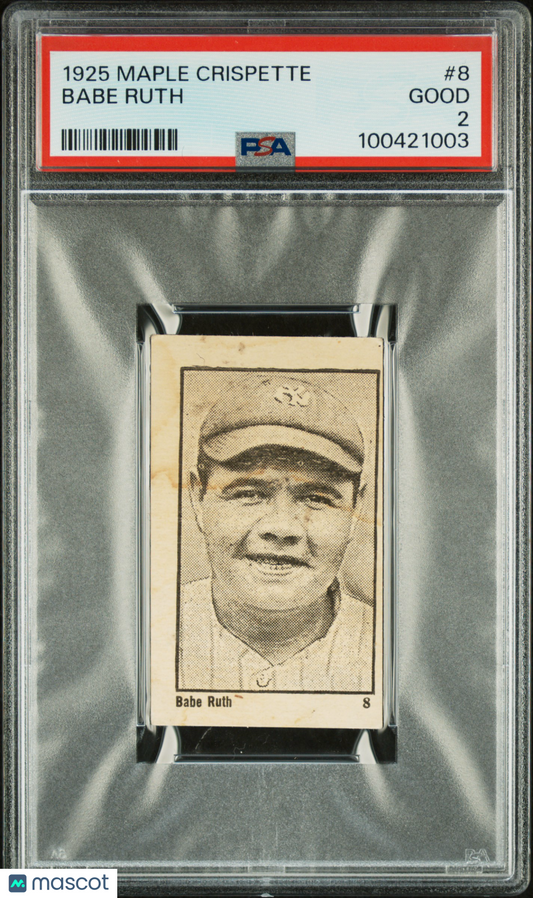 1925 Maple Crispette Babe Ruth #8 PSA 2