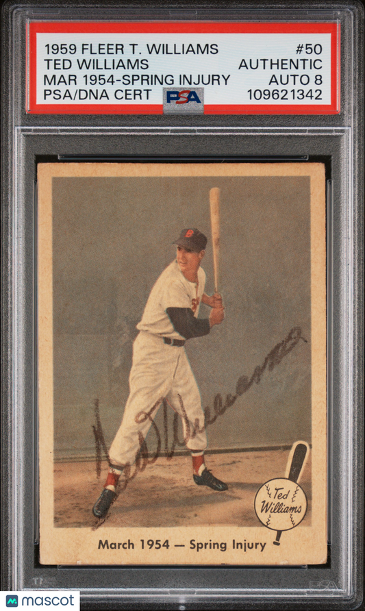 1959 Fleer Ted Williams Ted Williams #50 Mar 1954 Spring Injury PSA A