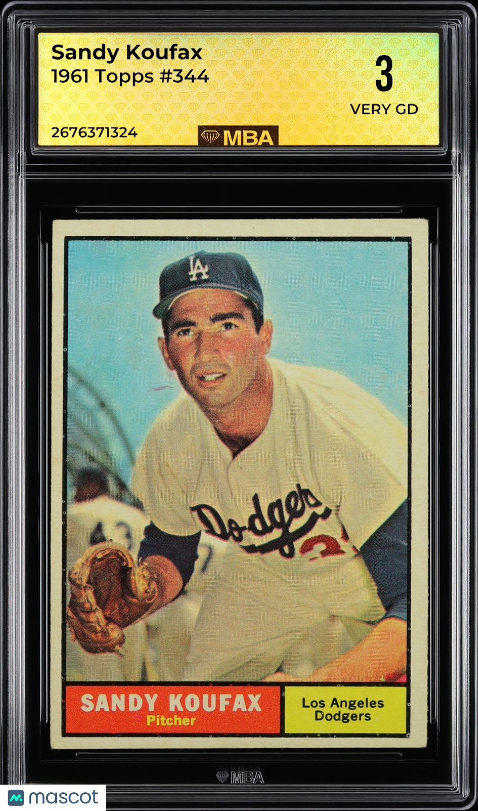 1961 Topps Sandy Koufax #344 MBA 3