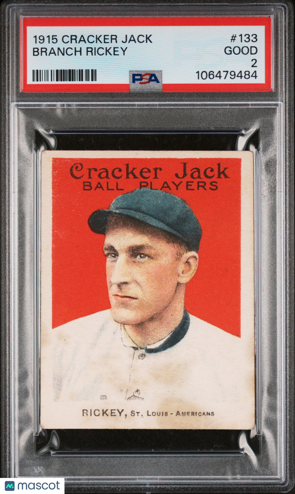 1915 Cracker Jack Branch Rickey #133 PSA 2
