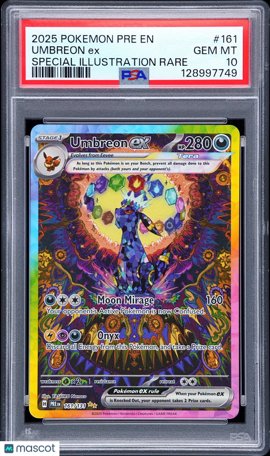 2025 Pokemon SV Prismatic Evolutions SIR Umbreon Ex #161 PSA 10 GEM MINT
