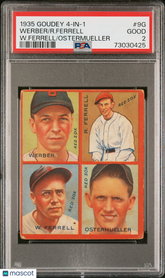 1935 Goudey 4-In-1 R. Ferrell Werber #9G W. Ferrell Ostermueller PSA 2