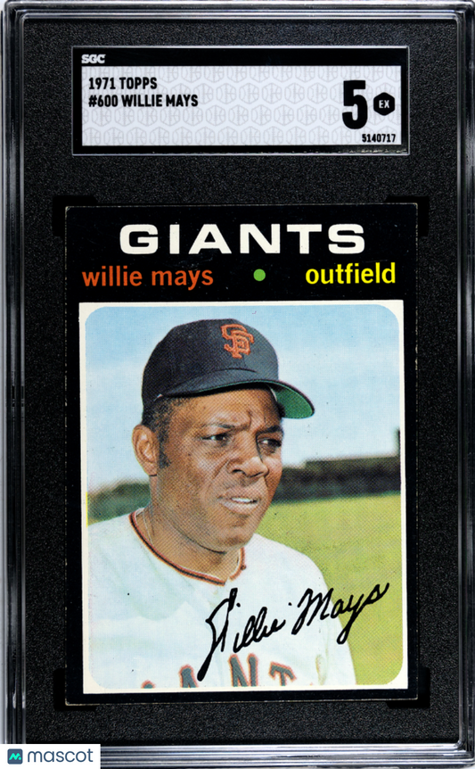 1971 Topps Willie Mays #600 SGC 5
