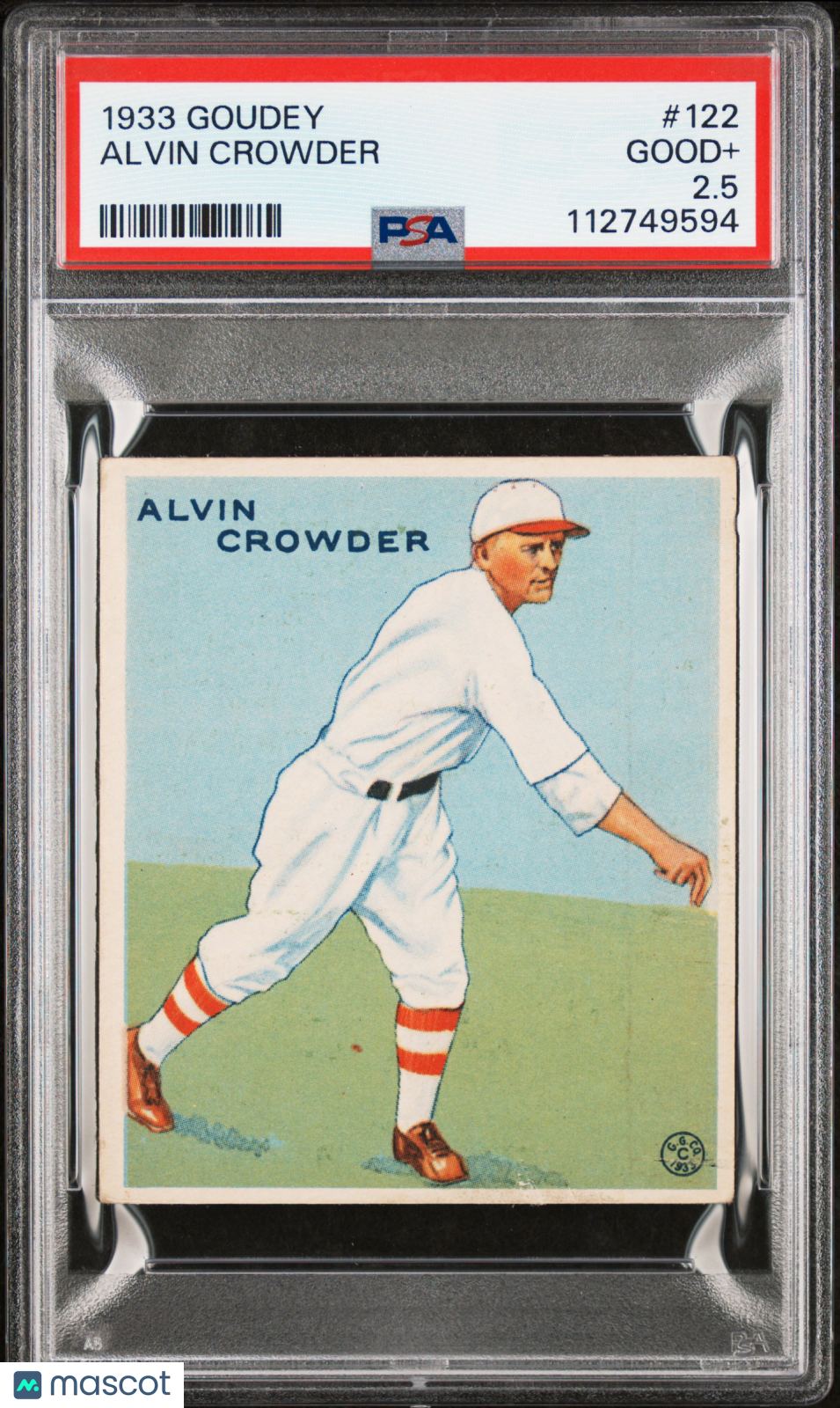 1933 Goudey Alvin Crowder #122 PSA 2.5