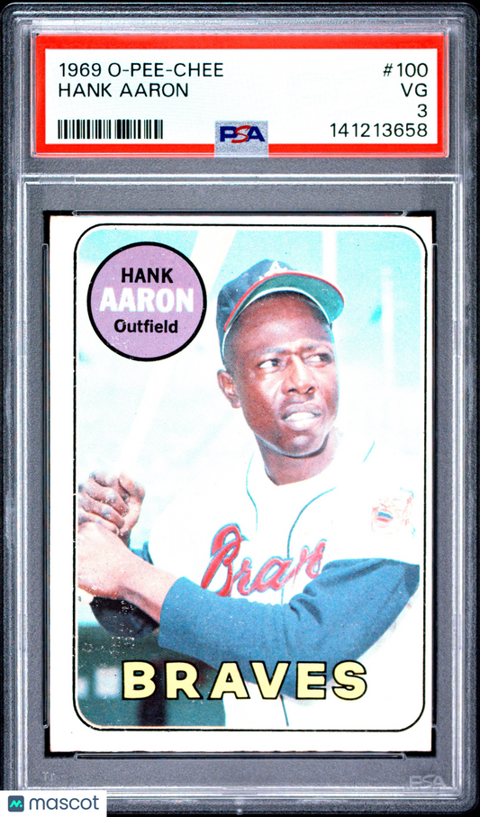 1969 O-Pee-Chee Hank Aaron #100 PSA 3