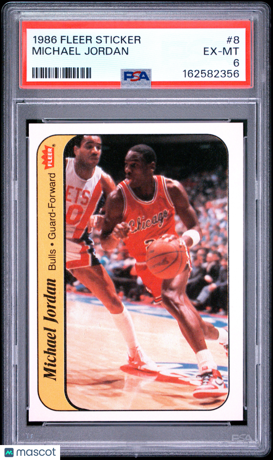 1986 Fleer Sticker Michael Jordan #8 PSA 6