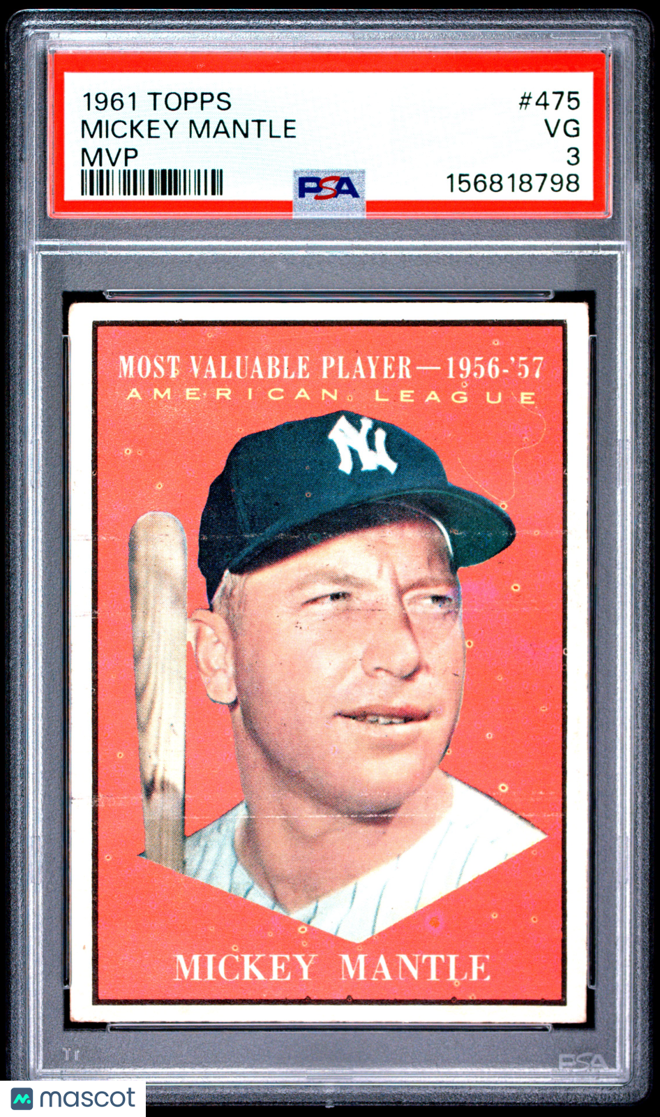 1961 Topps Mickey Mantle #475 MVP PSA 3