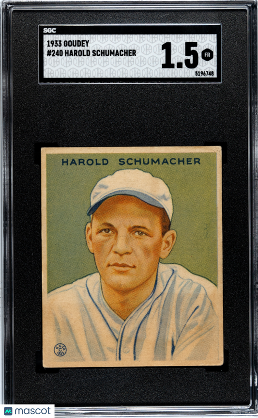 1933 Goudey Harold Schumacher #240 SGC 1.5
