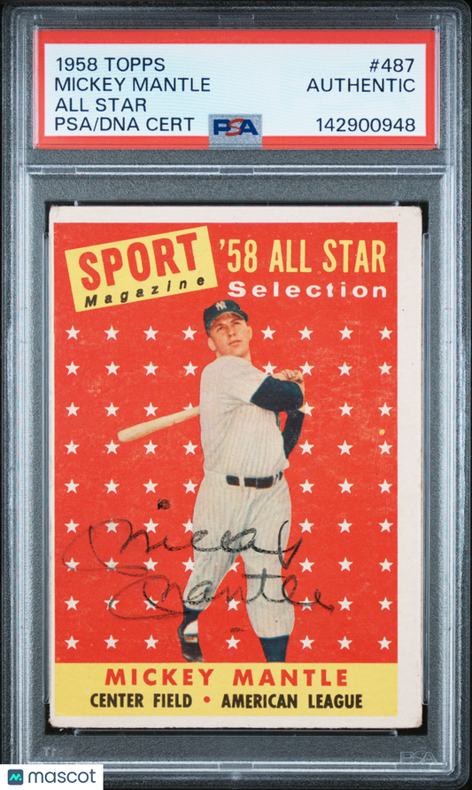 1958 Topps Mickey Mantle #487 All Star PSA A