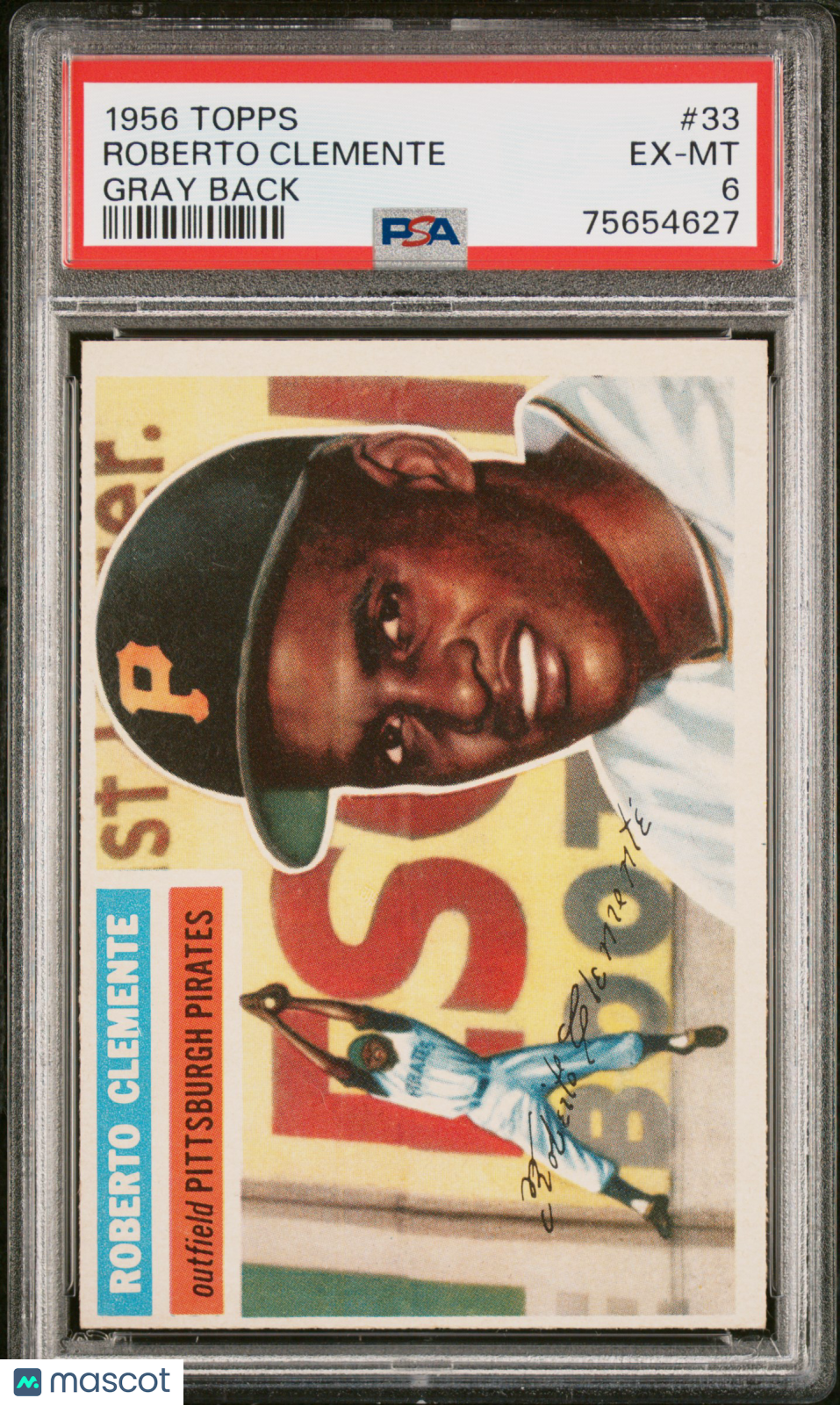 1956 Topps Roberto Clemente #33 Gray Back PSA 6