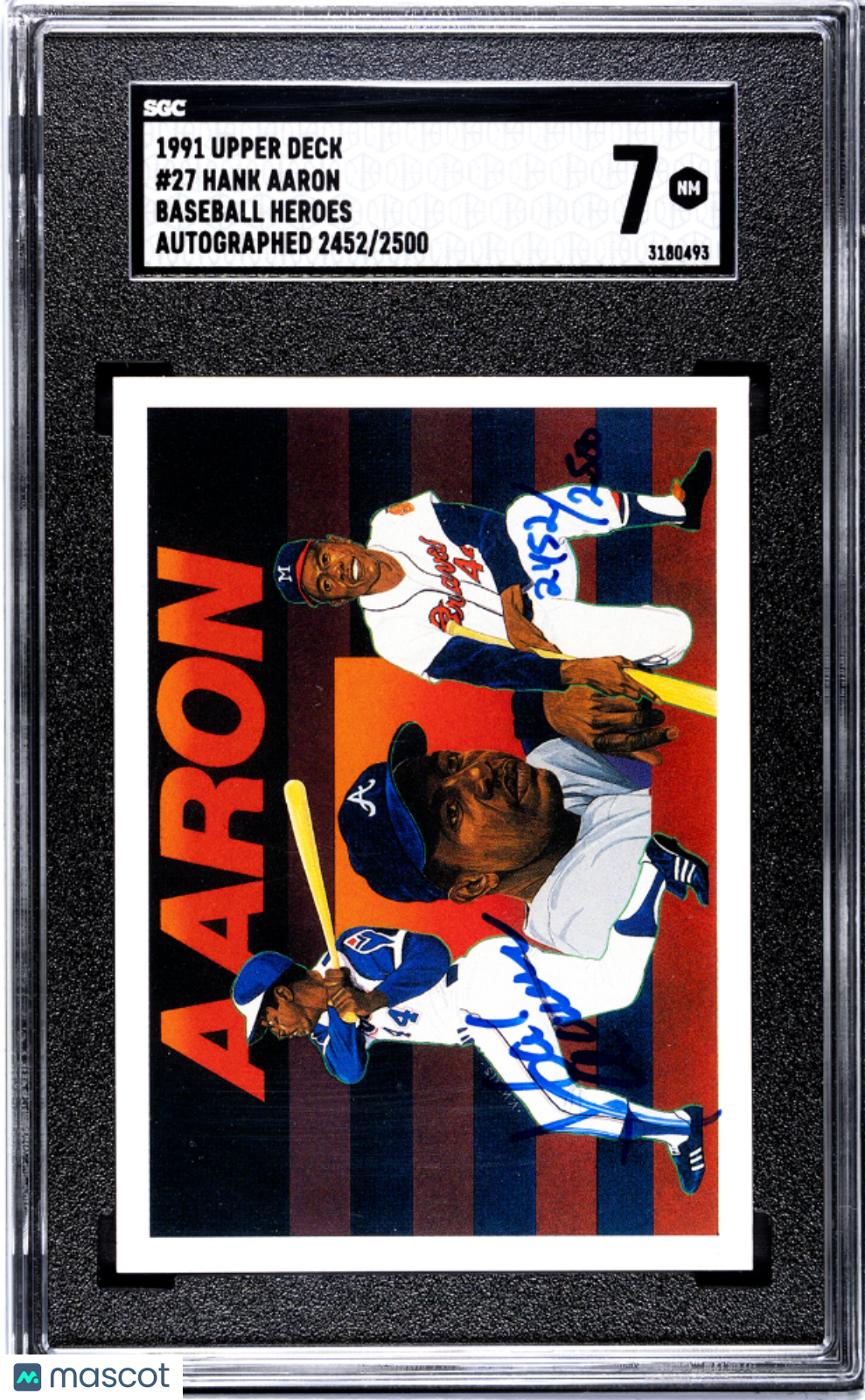 1991 Upper Deck Hank Aaron #27 Baseball Heroes Autograph 2500 SGC 7