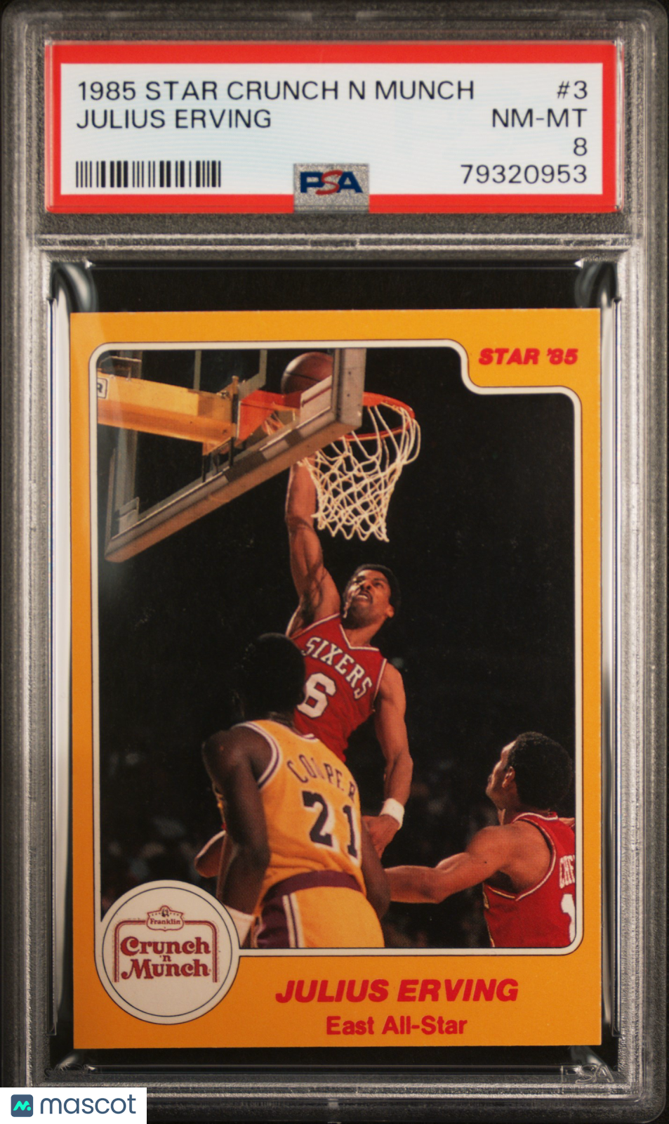 1985 Star Crunch N Munch Julius Erving #3 PSA 8