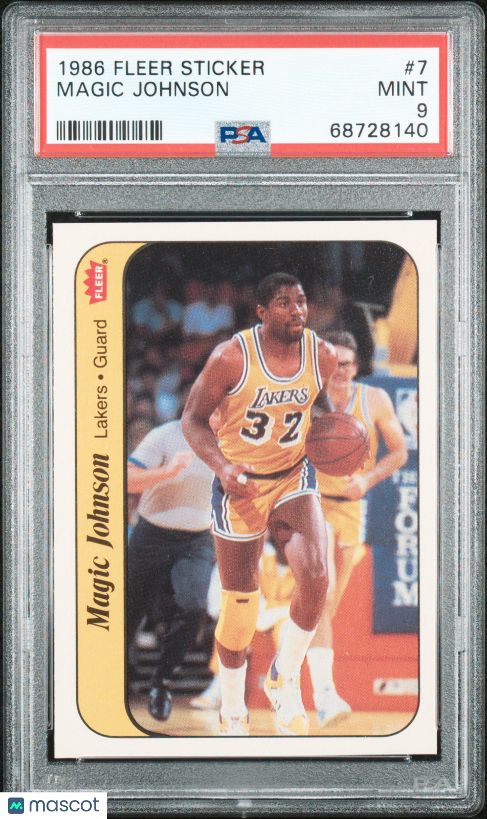 1986 Fleer Sticker Magic Johnson #7 PSA 9