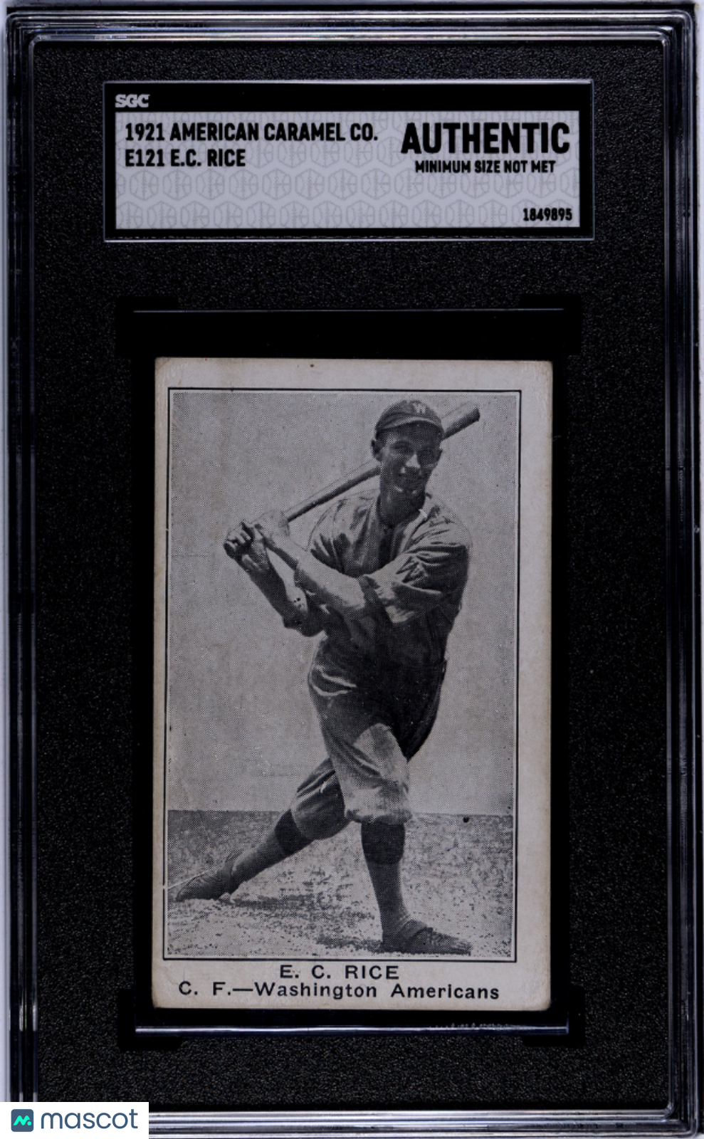 1921 American Caramel Co. Series of 80 (E121) E. C. Rice SGC A
