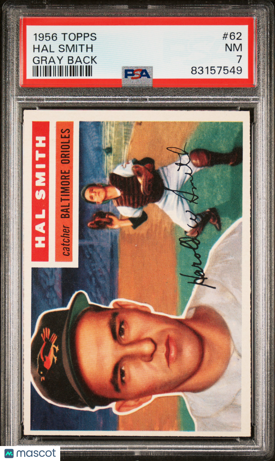 1956 Topps Hal Smith #62 Gray Back PSA 7