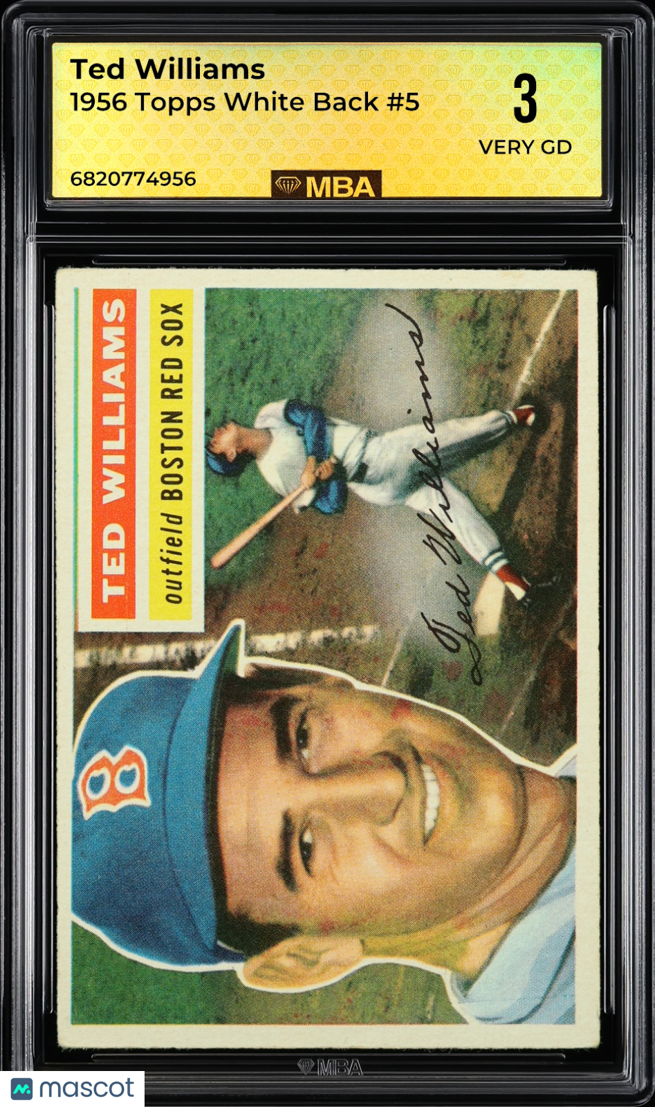 1956 Topps Ted Williams #5 White Back MBA 3