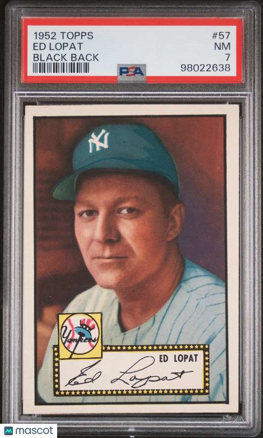 1952 Topps Ed Lopat #57 Black Back PSA 7