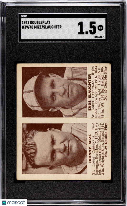 1941 Doubleplay Mize Slaughter #39/40 SGC 1.5