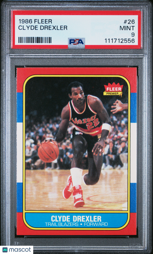 1986 Fleer Clyde Drexler #26 PSA 9