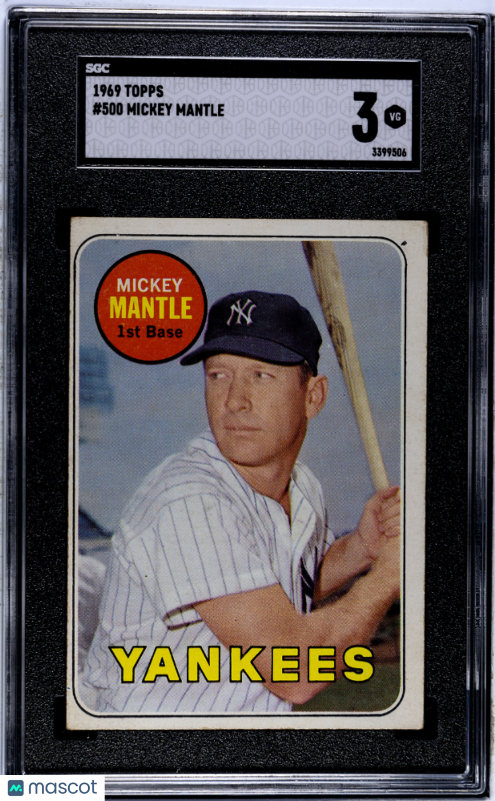 1969 Topps Mickey Mantle #500 SGC 3