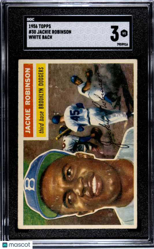 1956 Topps Jackie Robinson #30 White Back SGC 3