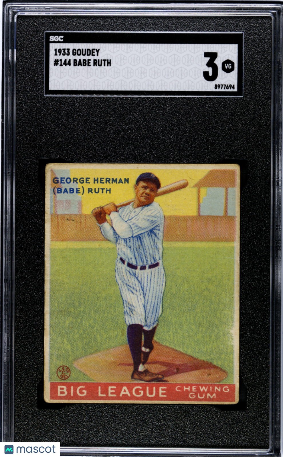 1933 Goudey Babe Ruth #144 SGC 3