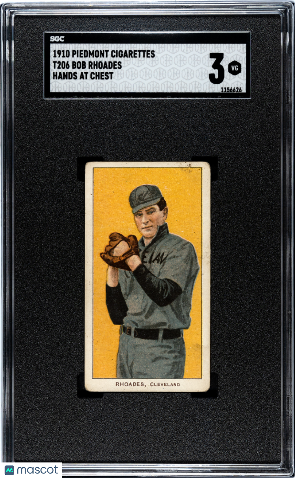1910 Piedmont Cigarettes (T206) Bob Rhoades Hands At Chest SGC 3